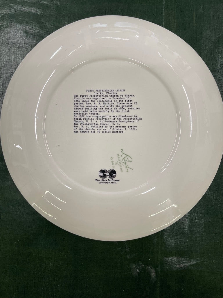 Commemorative Plate First Presbyterian Church - Starke Florida (P011)