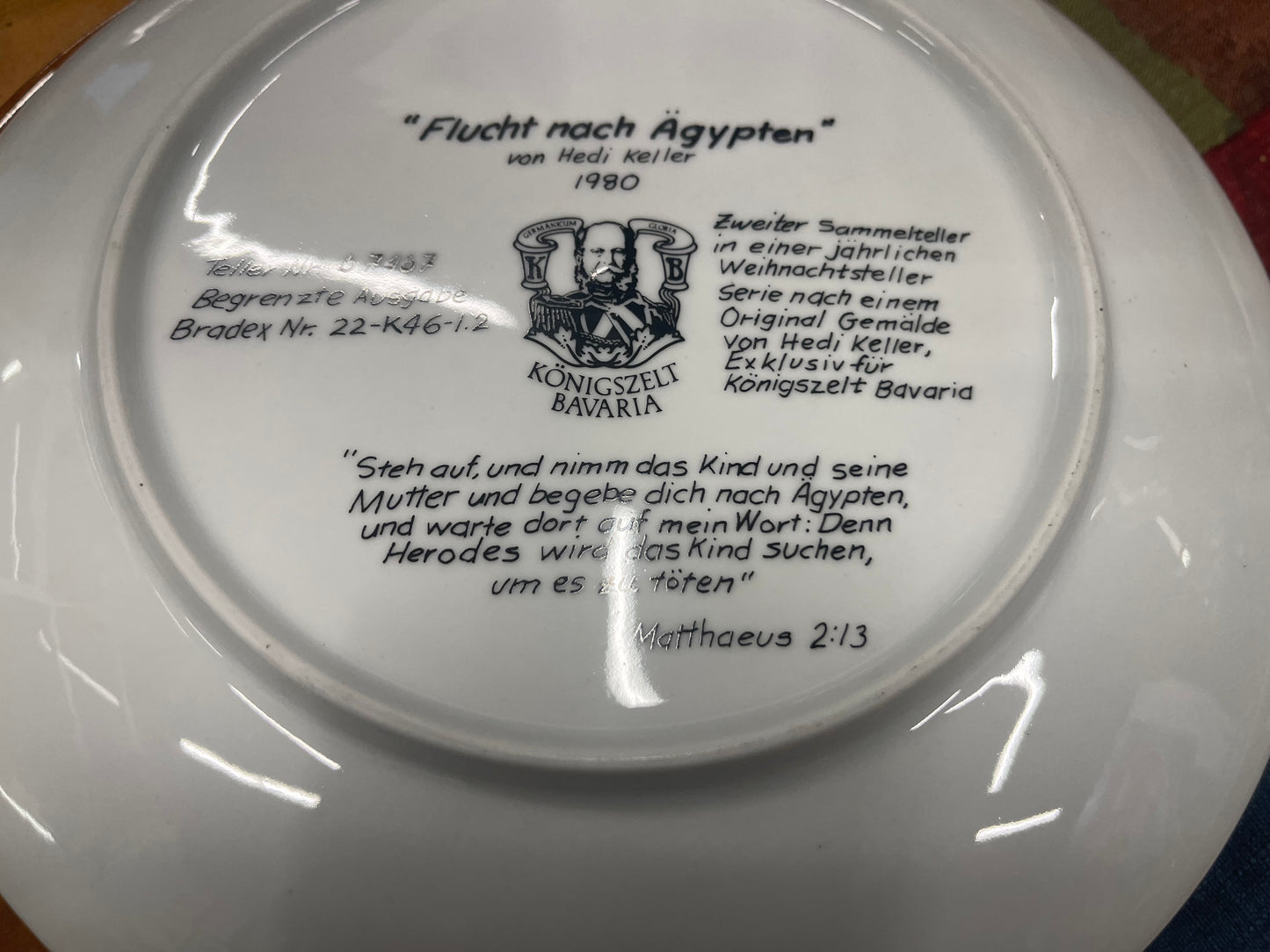 1980 Hedi Keller German Collector Plate Return - Flucht nach Agypten - Flight To Egypt (P005)