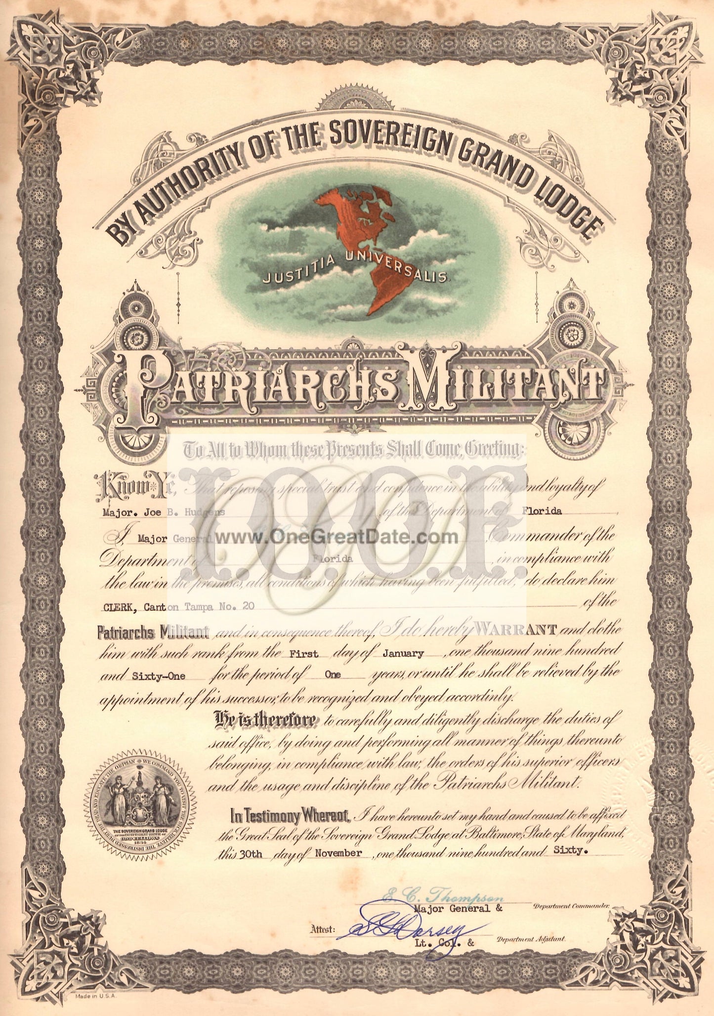 01 01 1961 Odd Fellows Clerk