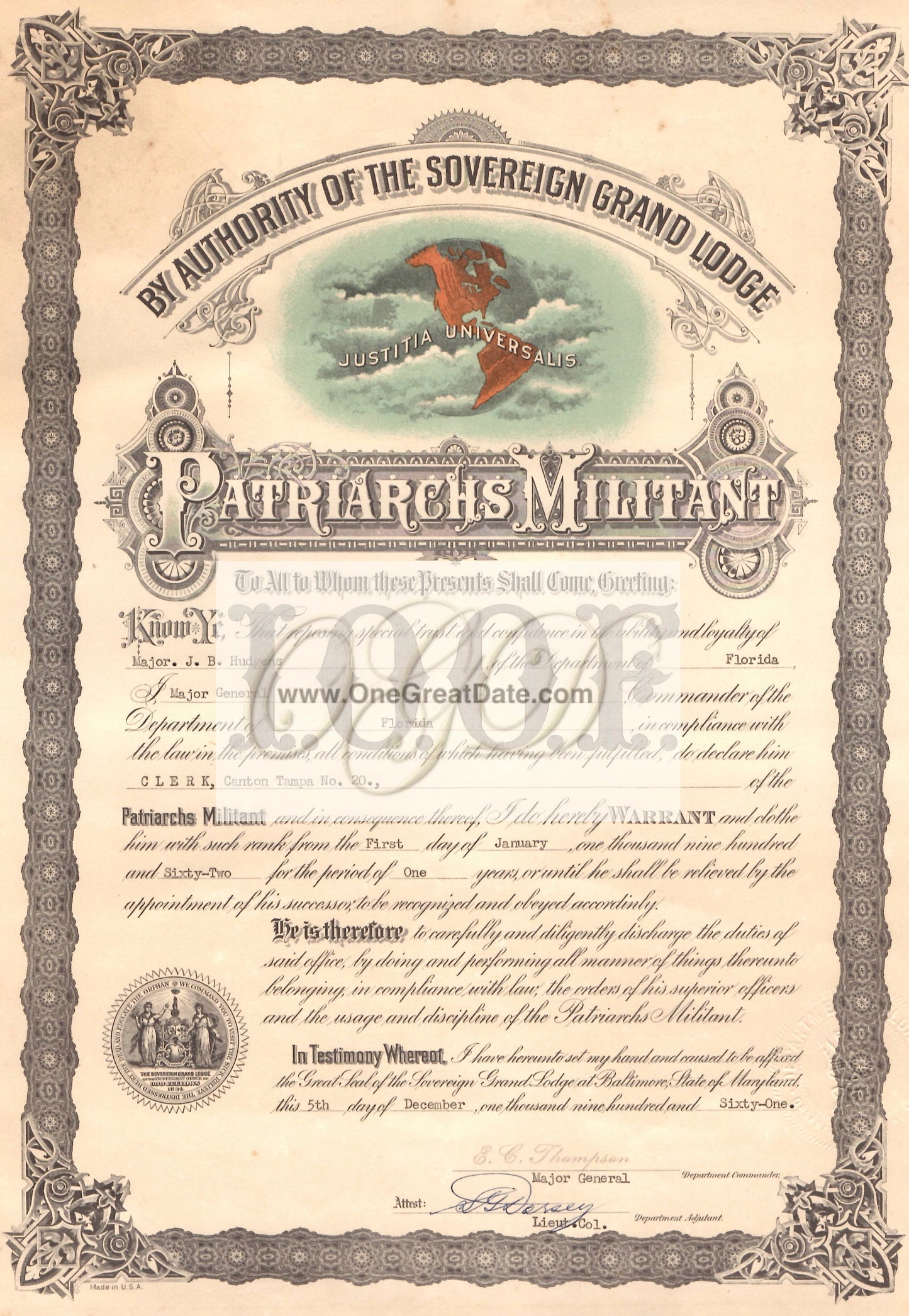 01 01 1962 Odd Fellows Clerk