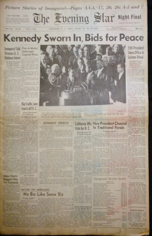 01 20 1961 News John F Kennedy Sworn In