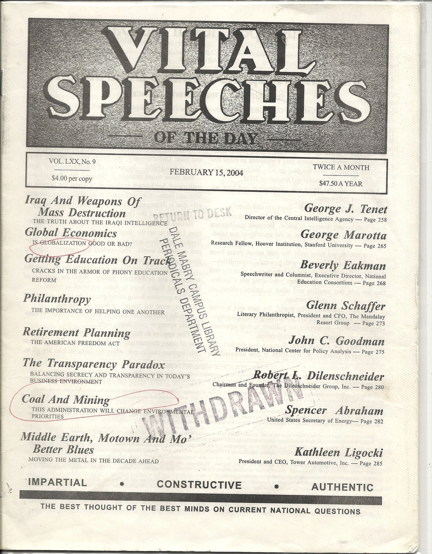 02 15 2004 Vital Speeches