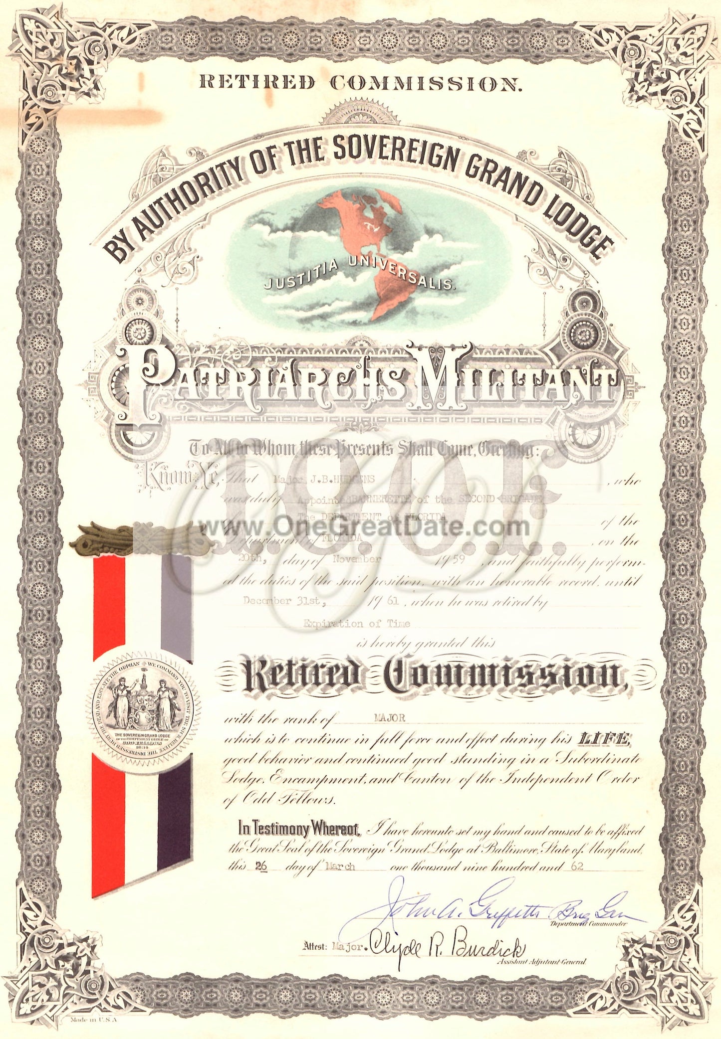 12 31 1961 Odd Fellows Major