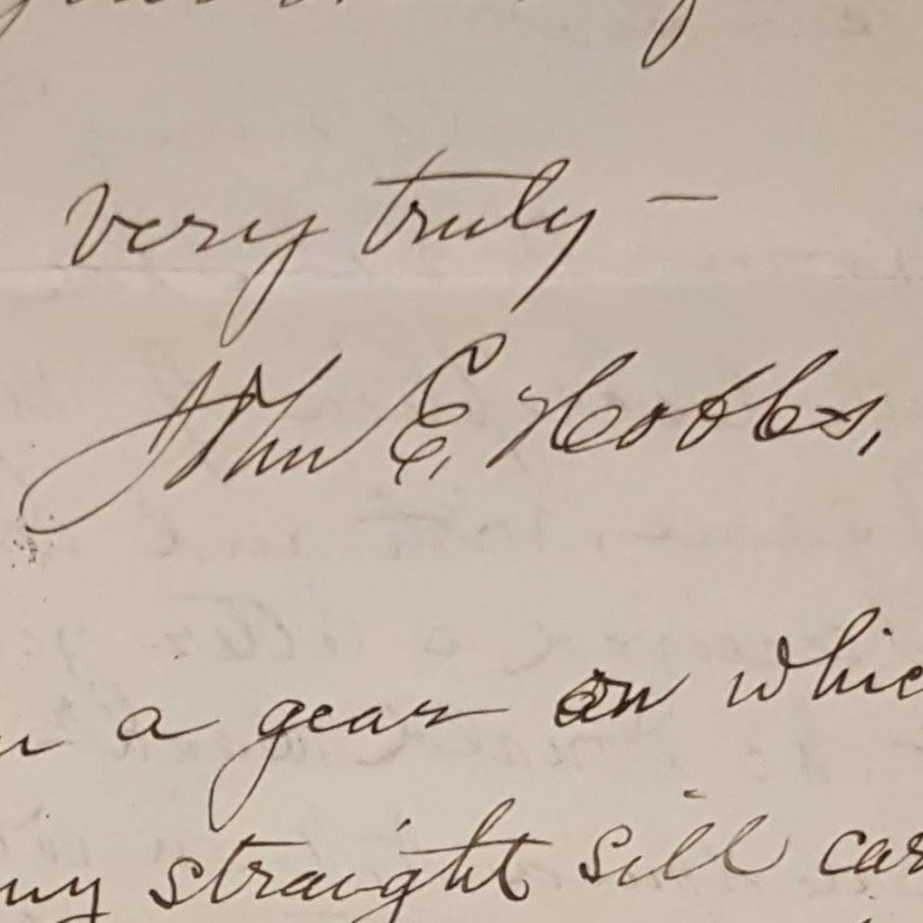1. John E. Hobbs Letter – Hobbs, sleigh runner inventor