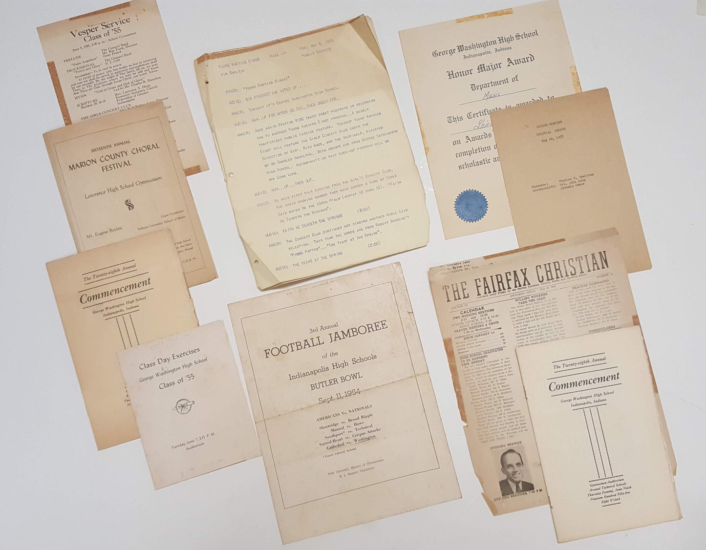 19 Pieces of Graduation 1955 Marion County Indiana Memories OG47