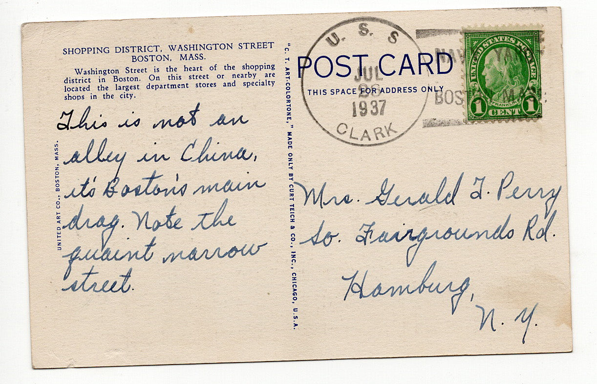 07 28 1937 Shopping District, Washington Street Boston, Mass PC5-16