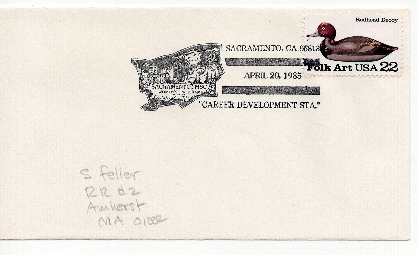 04 20 1985 FDC Redhead Decoy Sacramento, CA