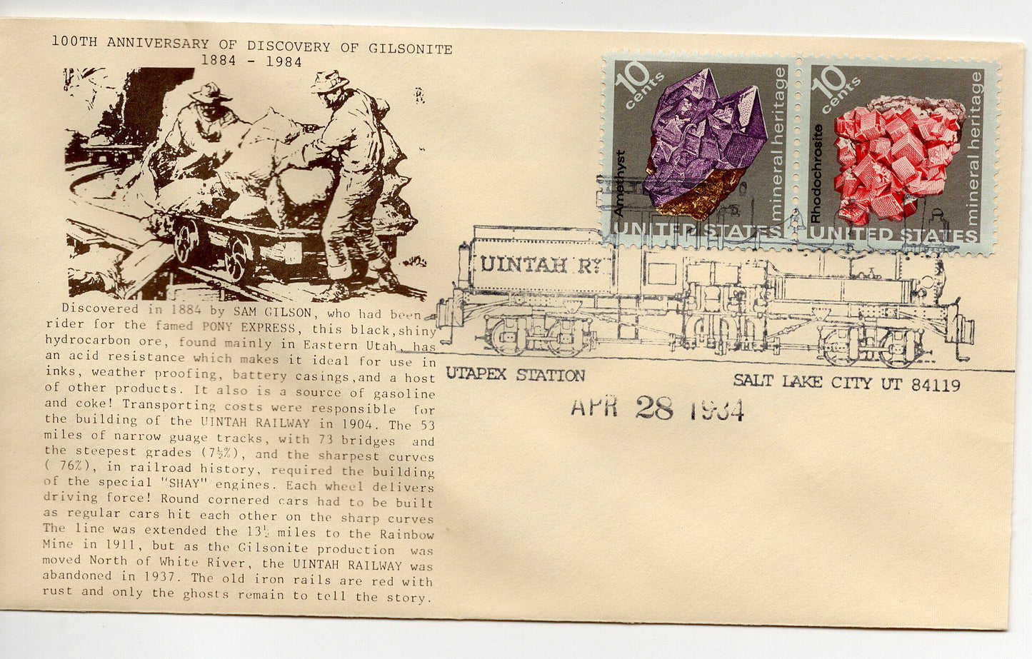 FDC 04 28 1984 100th Annie of Gilsonite Discovery Utapex Station