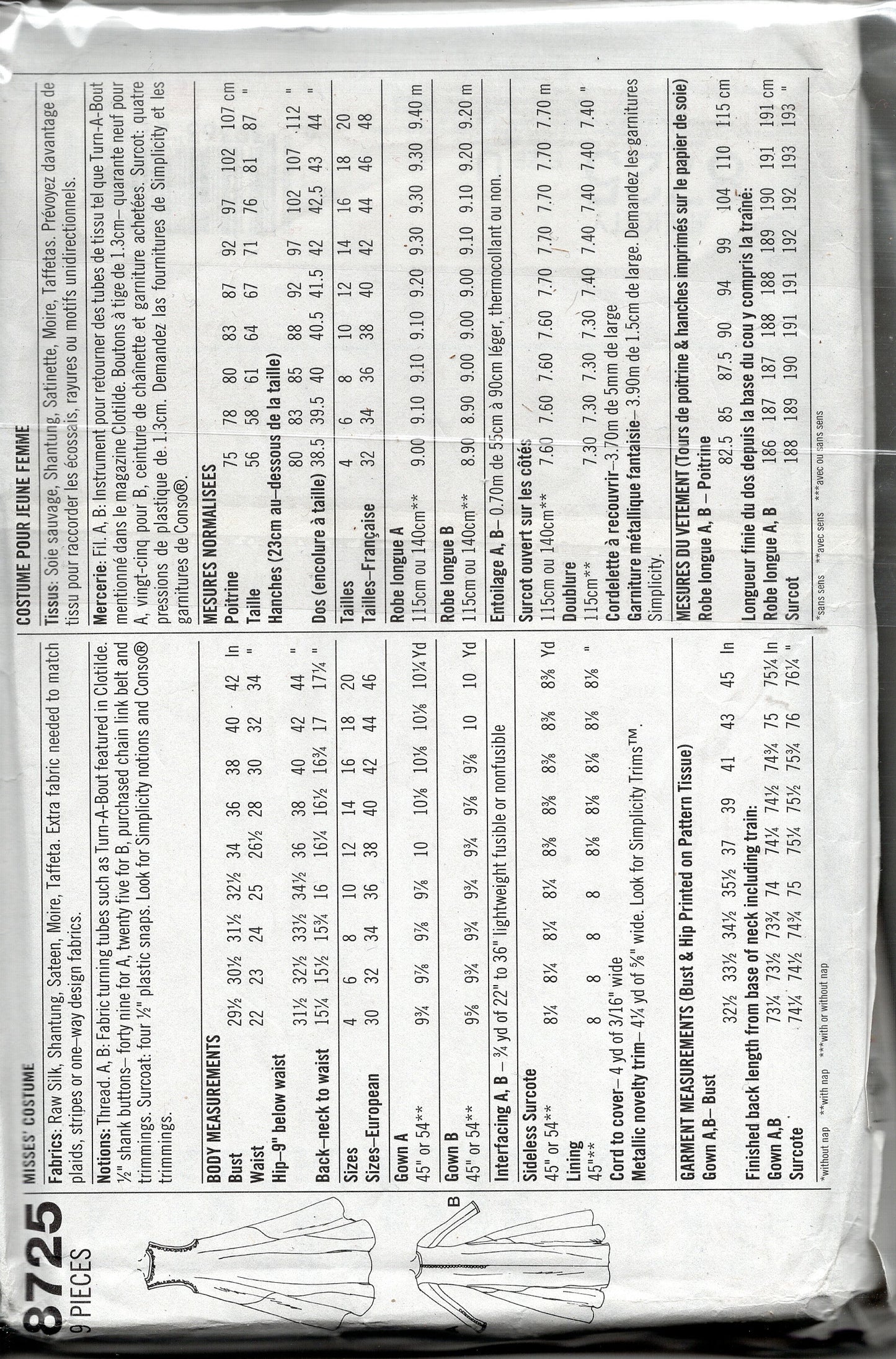 Simplicity Pattern #8725 Sz U 16 18 20