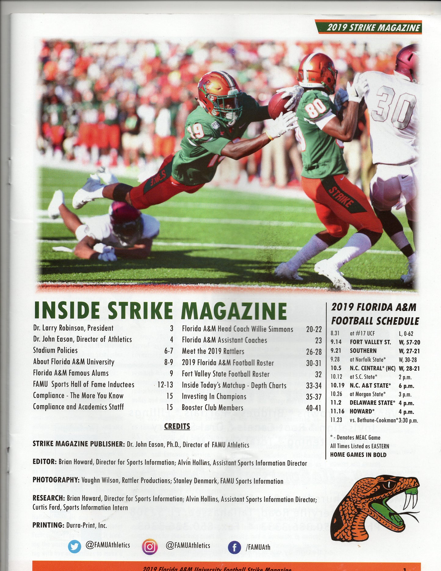 10 19 2019 FAMU Gameday program NC A&T MM05