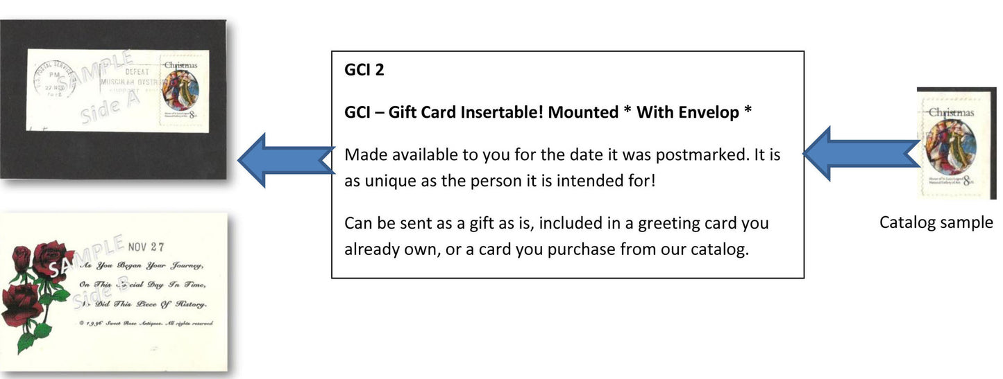 04 11 1963 GCI 2 Gift Card Insert - Post Marked 1c and 5c Washington