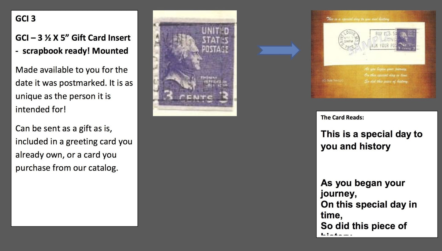 01 28 1978 GCI 3 Gift Card Insert - Post Marked Eagle - One Nation