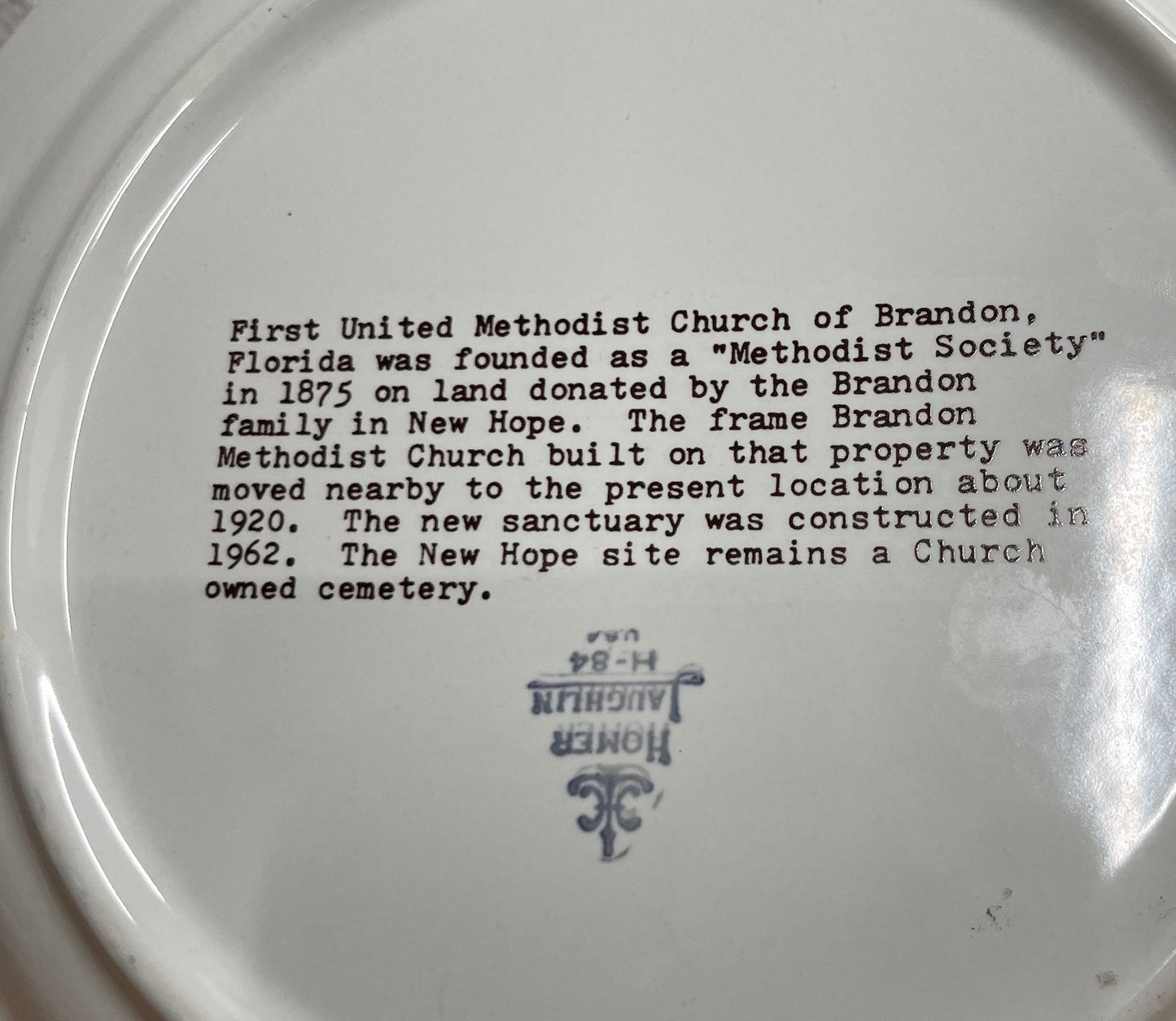 Church Plate - First United Methodist - Brandon Florida 1875 (P020)