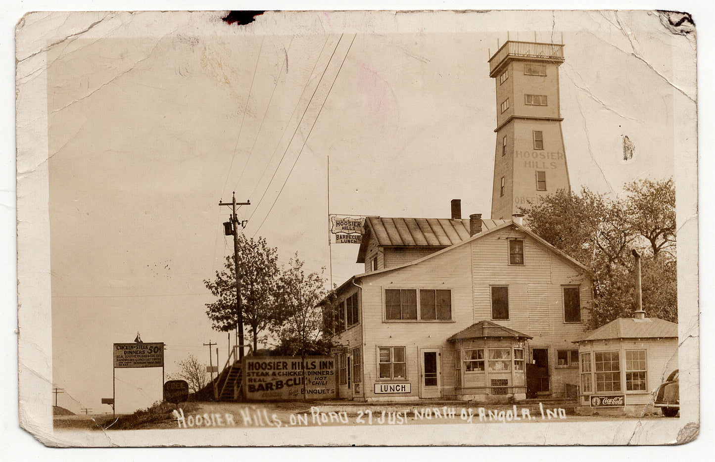 08 04 1939 RPPC Hoosier Hills on Road 27 Just North of Angola Ind PC5 71