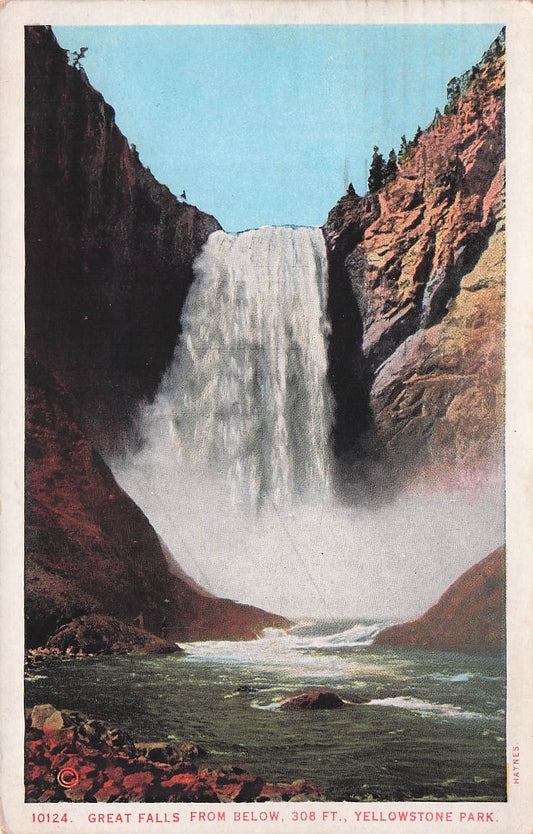 1934 07 27 Great Falls From Below, 308ft Yellowstone Park