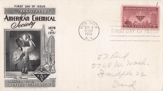 1951 09 04 FDC 75th Anniv American Chemical Soc New York