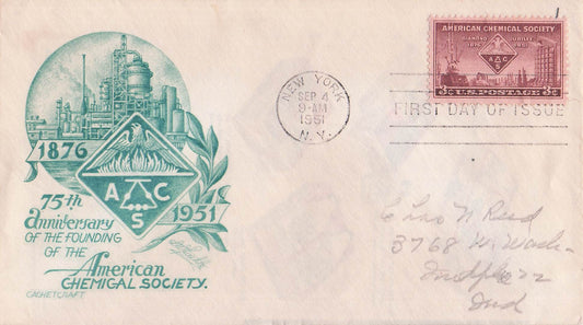 1951 09 04 FDC 75th Anniv American Chemical Soc New York