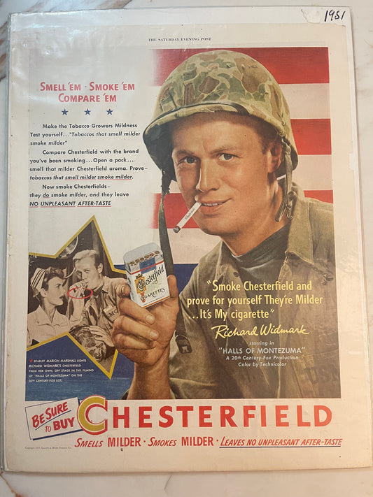 1951 Vintage Movie Star Ad -Richard Widmark (1914 12 26)