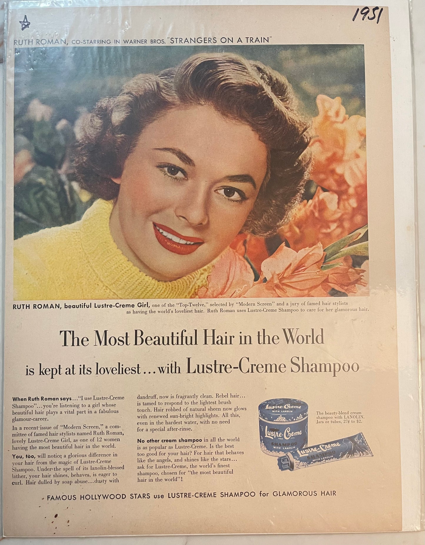 1951 07 25 Vintage Movie Star Ad - Ruth Roman
