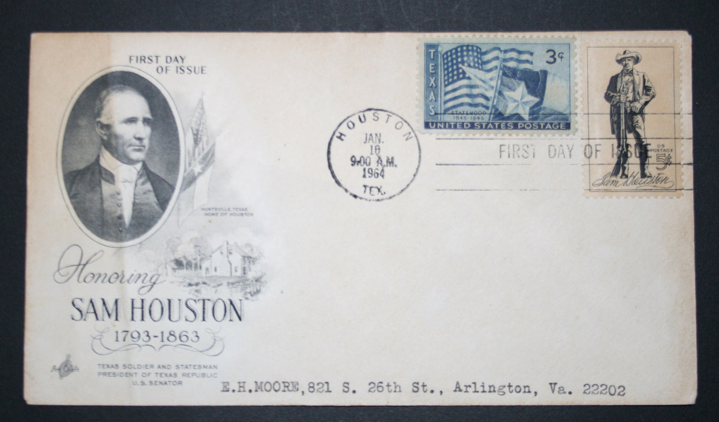 01 10 1964 FDC Sam Houston