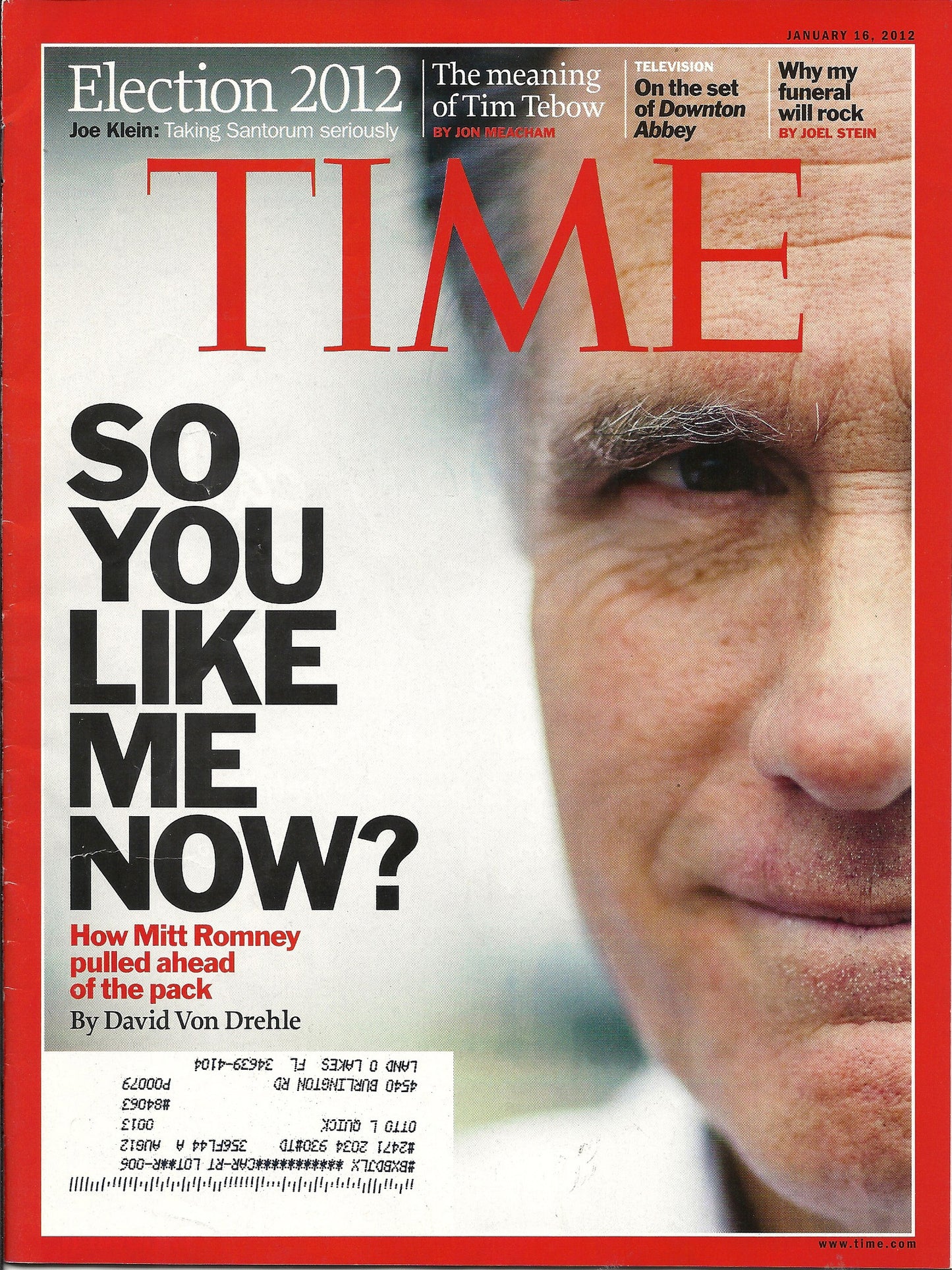 01 16 2012 Time Mitt Romney