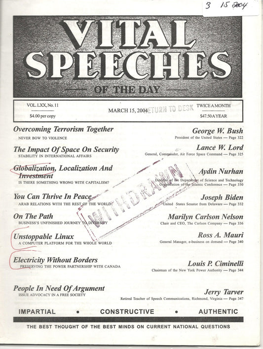 03 15 2004 Vital Speeches