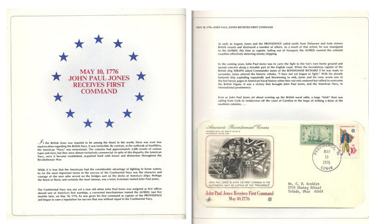 05 10 1976 FDC WH John Paul Jones Receives First Command on 05 10 1776