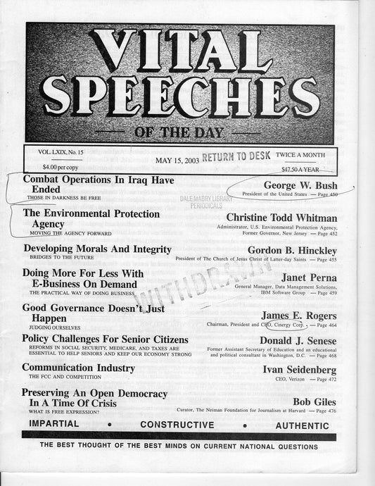 05 15 2003 Vital Speeches