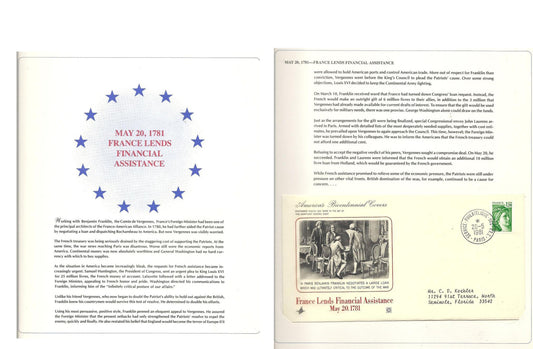 05 20 1981 FDC WH France Lends Financial Assistance  on 05 20 1781