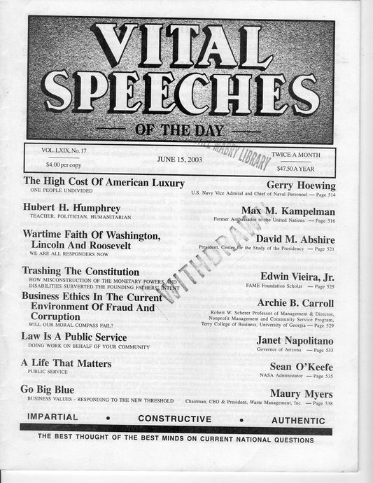 2003.06.15 Vital Speeches