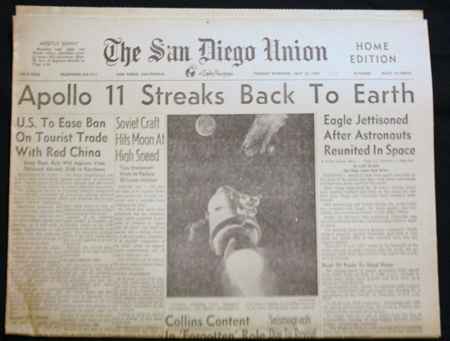 07 23 1969 NEWS San Diego Union - Apollo Back to Earth
