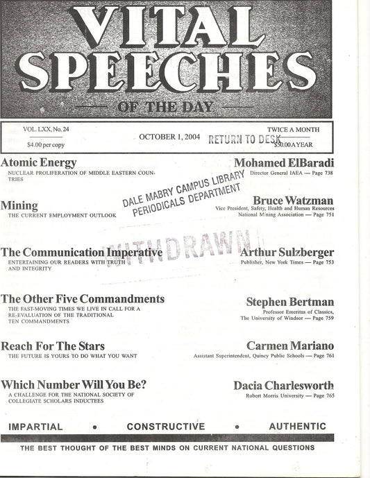 10 01 2004 Vital Speeches