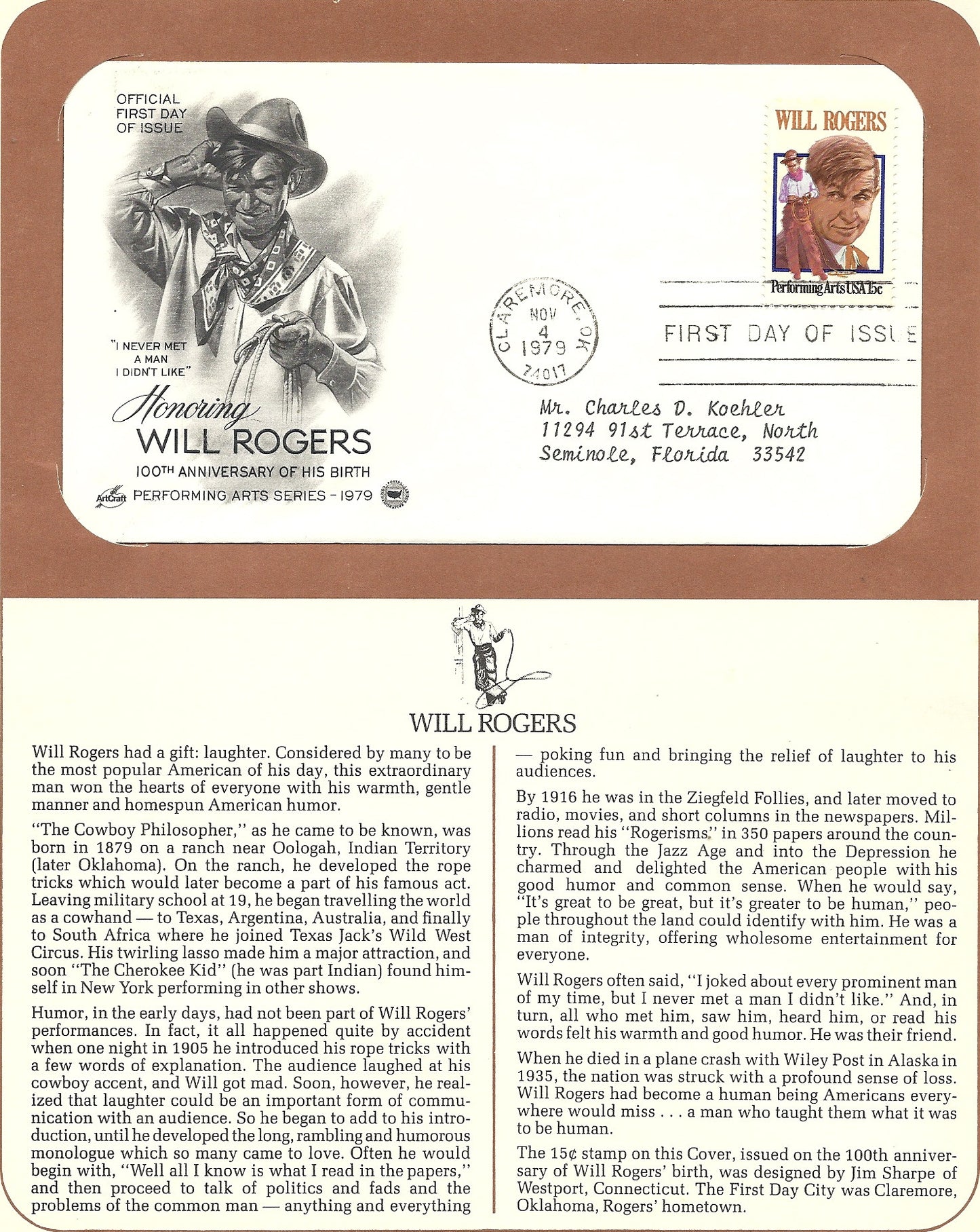 11 04 1979 FDW WH Will Rogers