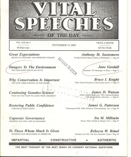 11 15 2003 Vital Speeches