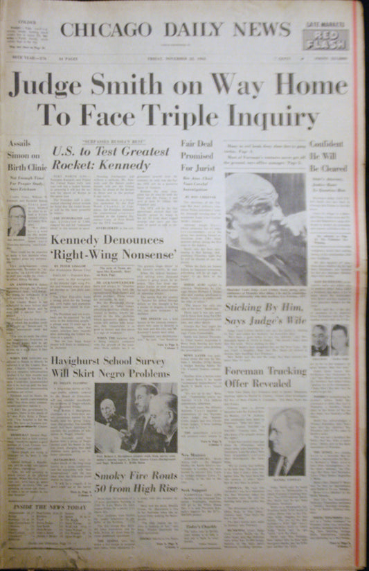 11 22 1963 NEWS John F Kennedy - Judge Smith Impeachment