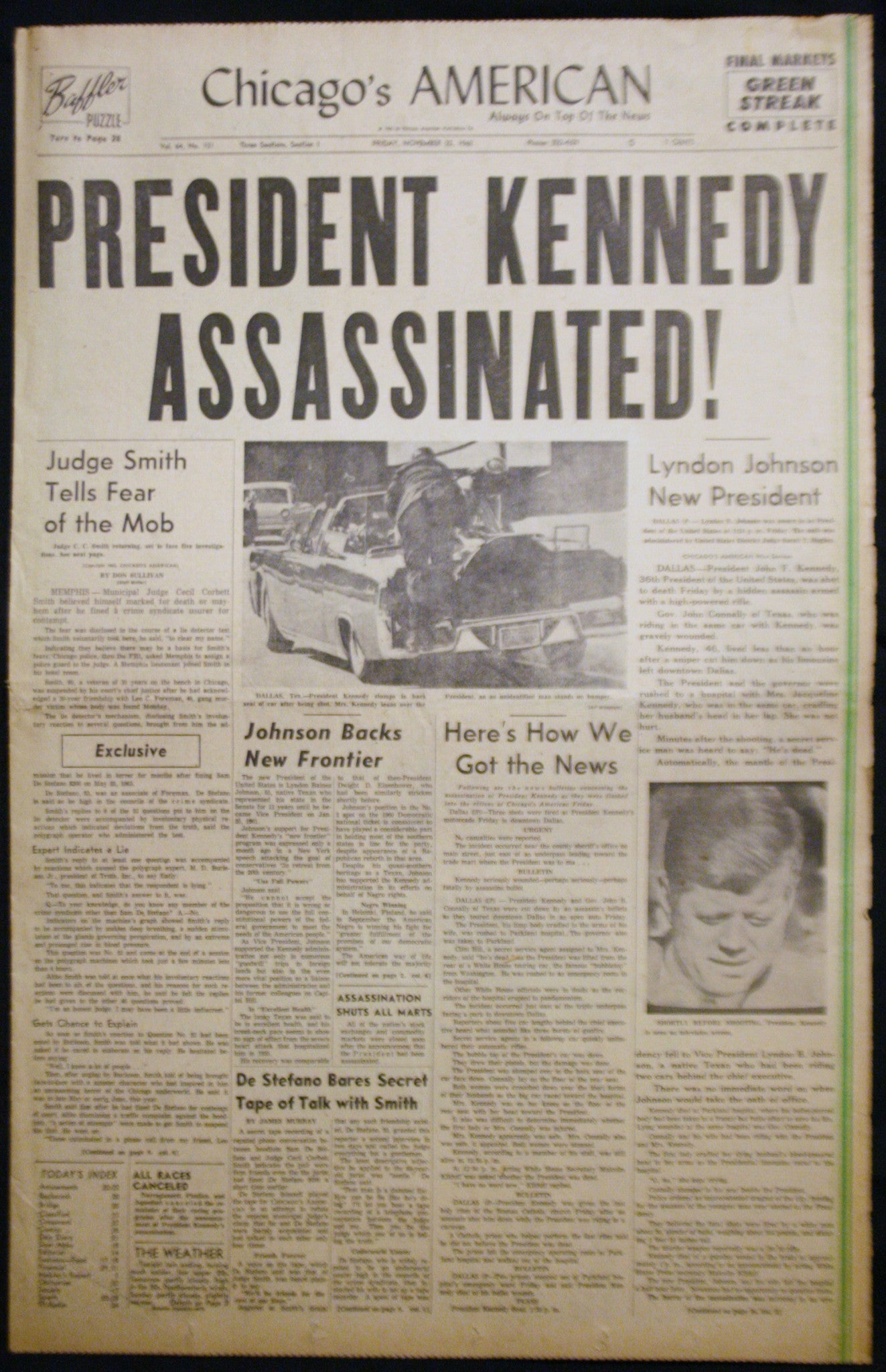11 23 1963 NEWS John F Kennedy Assassinated