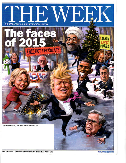 12 25 2015 The Week The faces of 2015 Clinton Obama Trump