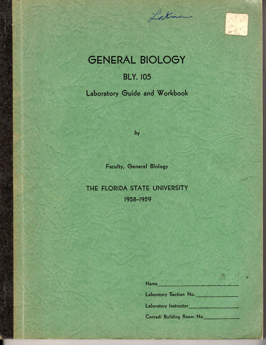 1958 FL State University - General Biology Lab Guide and Workbook