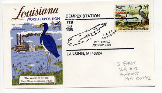 02 16 1985 FDC Louisiana World Exposition RR Cempex Station