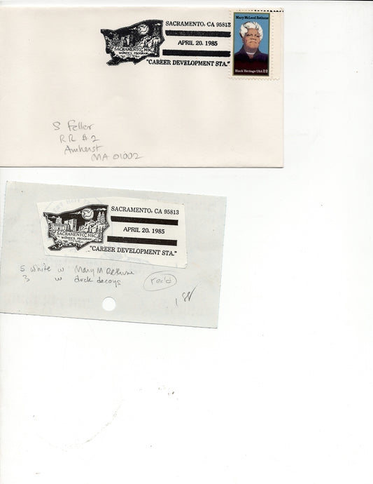 04 20 1985 FDC Redhead Decoy Sacramento, CA