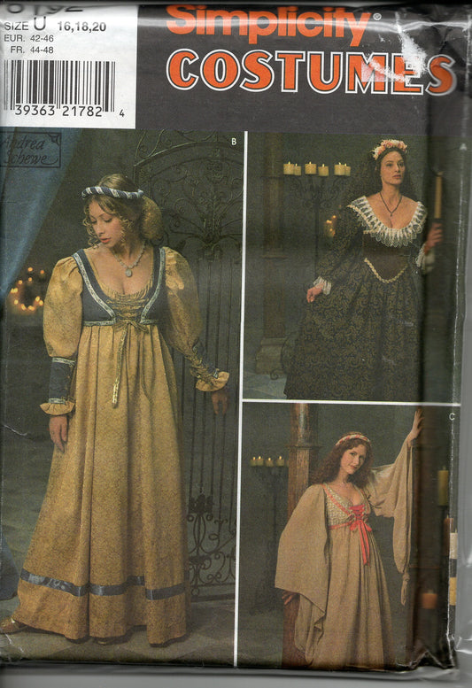Simplicity Pattern #8192 Size U 16 18 20