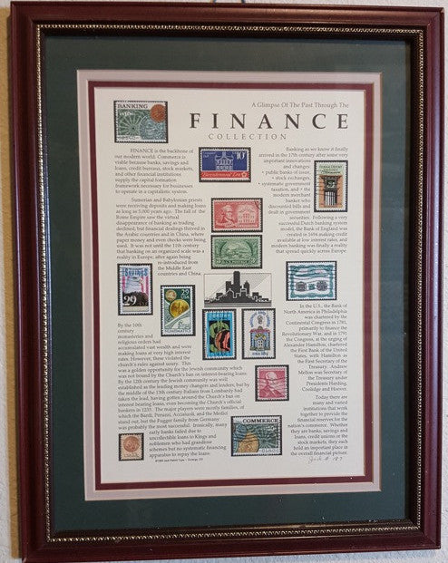 Finance Stamps - Framed 14 x 17 1/2